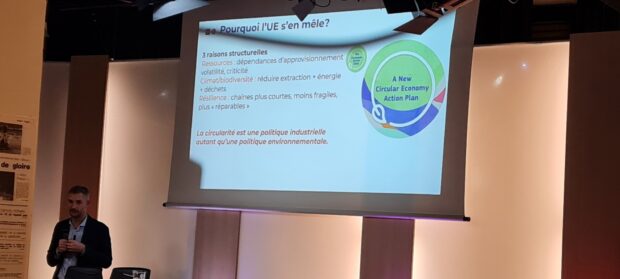 Sébastien Bourdin présente la stratégie européenne sur l'économie circulaire.